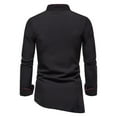 thumbnail image 3 of TAIAOJING Mens Long Sleeve Shirts Retro Mid-Length Top Stand-Up Collar Color Block Top Long-Sleeved Button Retro Blouse, 3 of 5