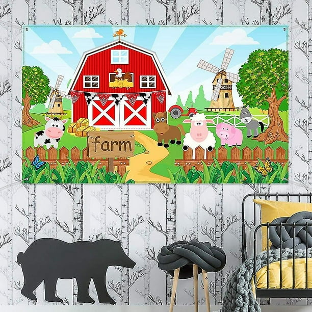 Telón De Fondo De Granja Para Fiestas - Banner De Animales De Granja 150x100 Cm Para Decoración Infantil