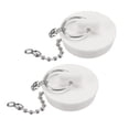 thumbnail image 1 of Uxcell 2Pcs Tapón de Drenaje de Goma con Cadena y Anillo Colgante, Tapón de Drenaje para Bañera Se Adapta a 1 3/8 pulgadas, Tapón de Drenaje de Goma para Bañera, Cocina y Baño, Blanco, 1 of 6