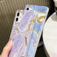 thumbnail image 3 of HSHDLDF Luxury Glitter Marble Pattern iPhone 11 Square Edge Case,Chic Slim Golden Plating TPU Silicone Rubber Gel Sturdy Protective Bumper Cases Cover(Blue), 3 of 6
