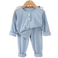 thumbnail image 2 of Xdegoge Toddler Baby Boys Girls Ribbed Clothes Set Long Sleeve Shirts and Elastic Waist Pants 2 Piece Fall Winter Outfits Casual Lounge Pajamas, 2 of 5