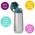 thumbnail image 3 of b.box 16.9 oz Insulated Water Bottle - Keeps Drinks Cold 15 Hours, Warm 8 Hours, Triple Wall Stainless Steel Kids Water Bottle w/ Free Flow Silicone Straw, Leakproof & Dishwasher Safe, 3 of 6