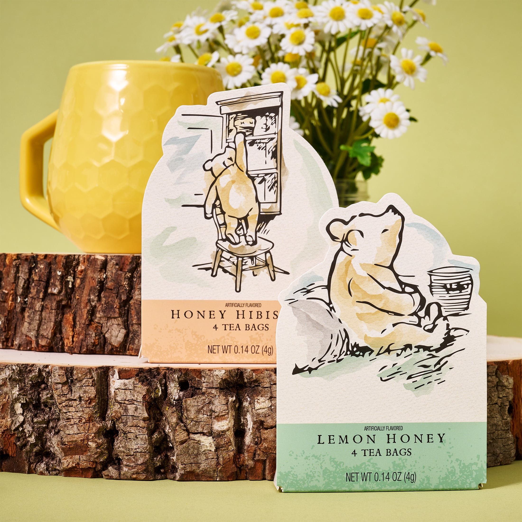Thoughtfully Classic Winnie-the-Pooh Tea Gift Set, 12 Illustrated Character Boxes with Quotes, Lemon Honey & Honey Hibiscus, 48 Tea Bags Total