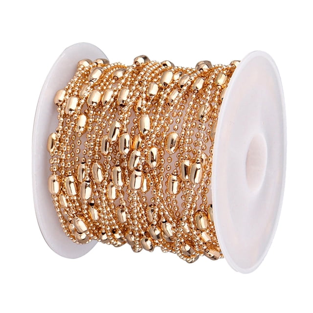 1 rollo de cadena de cable con eslabones de cuentas de cobre para hacer joyas, brazaletes DIY Oro rosa