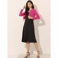 thumbnail image 3 of Cárdigan Crop Top Dobladillo Curvo Frente Abierto Bolero Encogimiento Hombros De Otoño Invierno Para Mujer Fucsia XL, 3 of 5