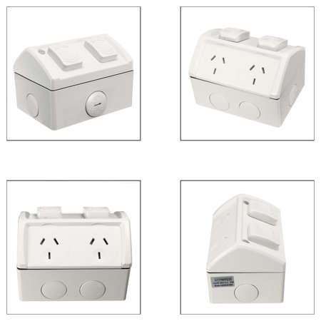 3Pin Standar Double Weatherproof Outdoor Power Outlet Switch 10A GPO ...