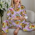 thumbnail image 6 of Yiaed Cartoon Avocados Print Pajamas Women's Long Sleeve Sleepwear Soft Button Down Loungewear Pjs Lounge Set Nightwear Womens Pajama Pants-XX-Large, 6 of 7