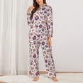 thumbnail image 2 of Sikiie rock Skull record Retro Women's Long-Sleeve Shirt and Full-Length Bottom Pajama Set (s-xxl)-Small, 2 of 7