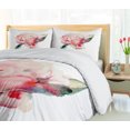 thumbnail image 5 of Ambesonne Peach Duvet Cover Set, Watercolor Penoies Nature, 2-Calking, Scarlet Rose Green, 5 of 7
