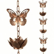 shumi 8.8ft Rain Chain for Gutters Downspouts OutsideButterfly Rain Chain with 12 Copper Lotus Rain Chain Cups Functional and Decorative Replacement for Gutter Downspouts