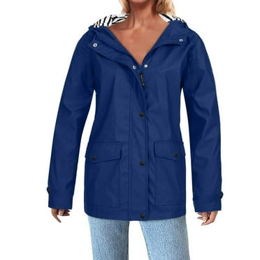 Brilliant Winter Jackets for Women Athletic Women's Solid Rain Jacket Outdoor Jackets Hooded Raincoat Windproof Tops Gray XXXL