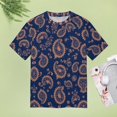 thumbnail image 5 of Paisley T-Shirt O Neck Retro Print Big Size T-Shirts Short Sleeve Tees Womens Pretty Design, 5 of 5