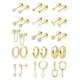 thumbnail image 1 of LOLIAS Set de 15 pares de aretes planos con baño de oro de 14K, 1 of 9