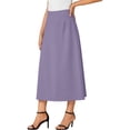 thumbnail image 3 of FRSASU Women's Summer Satin Midi Skirt Lightweight Silk A-line Swing Skirt Elegant Casual Dress Purple, 3 of 6