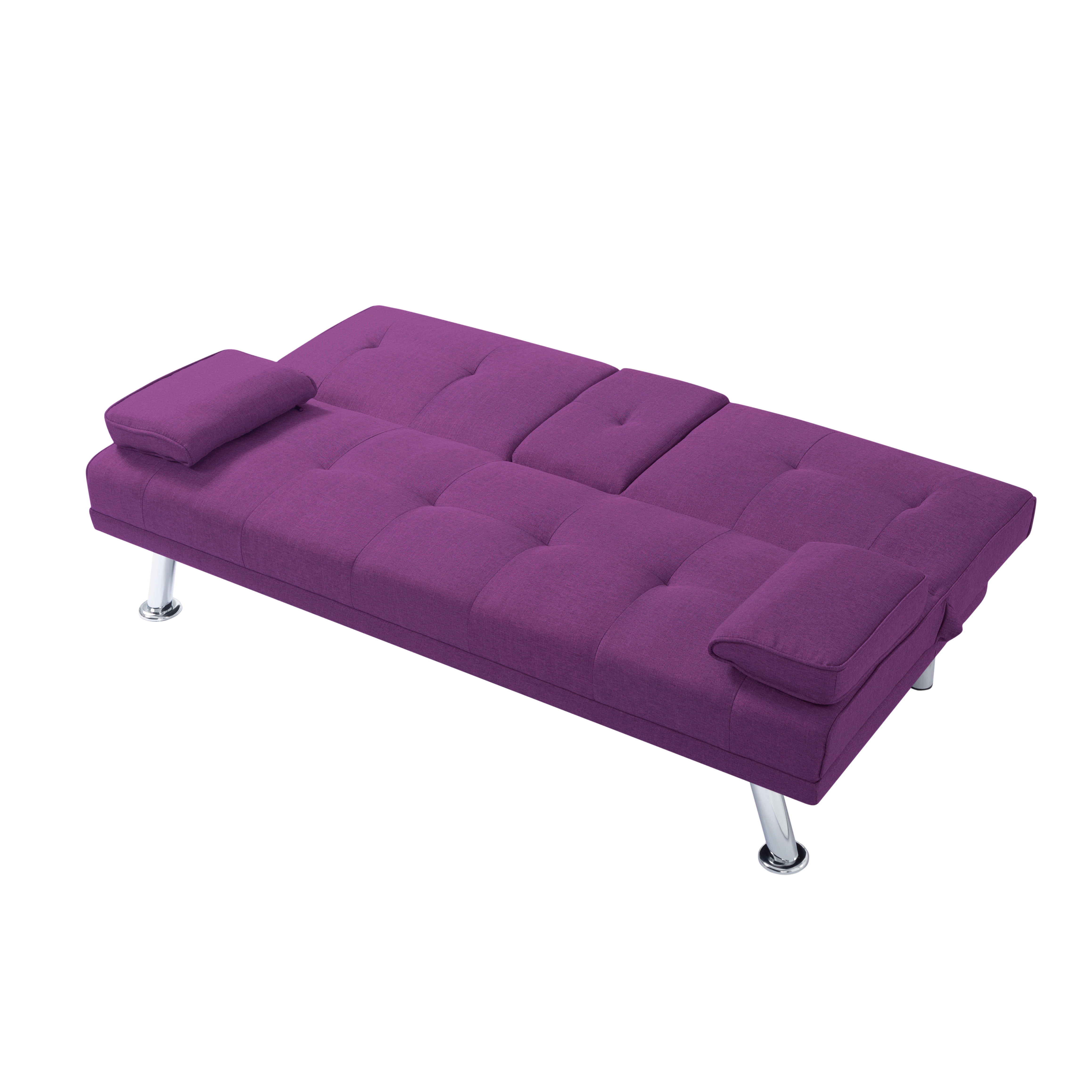 BSHTI 66.3 inch Futon Sleeper Sofa Bed,Twin Size Futon Sleeper,Purple Polyester Upholstery Sofa Bed,for your Home,Office,and Guest Room