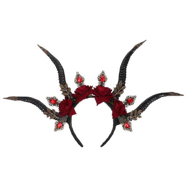 FELTECHELECTR Diadema con cuernos de diablo para Halloween, disfraz de festival, diadema para cosplay