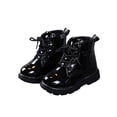 thumbnail image 1 of UKAP - Botas de combate para niños y niñas, botines impermeables, botas de piel sintética con cordones y cremallera, 1 of 5