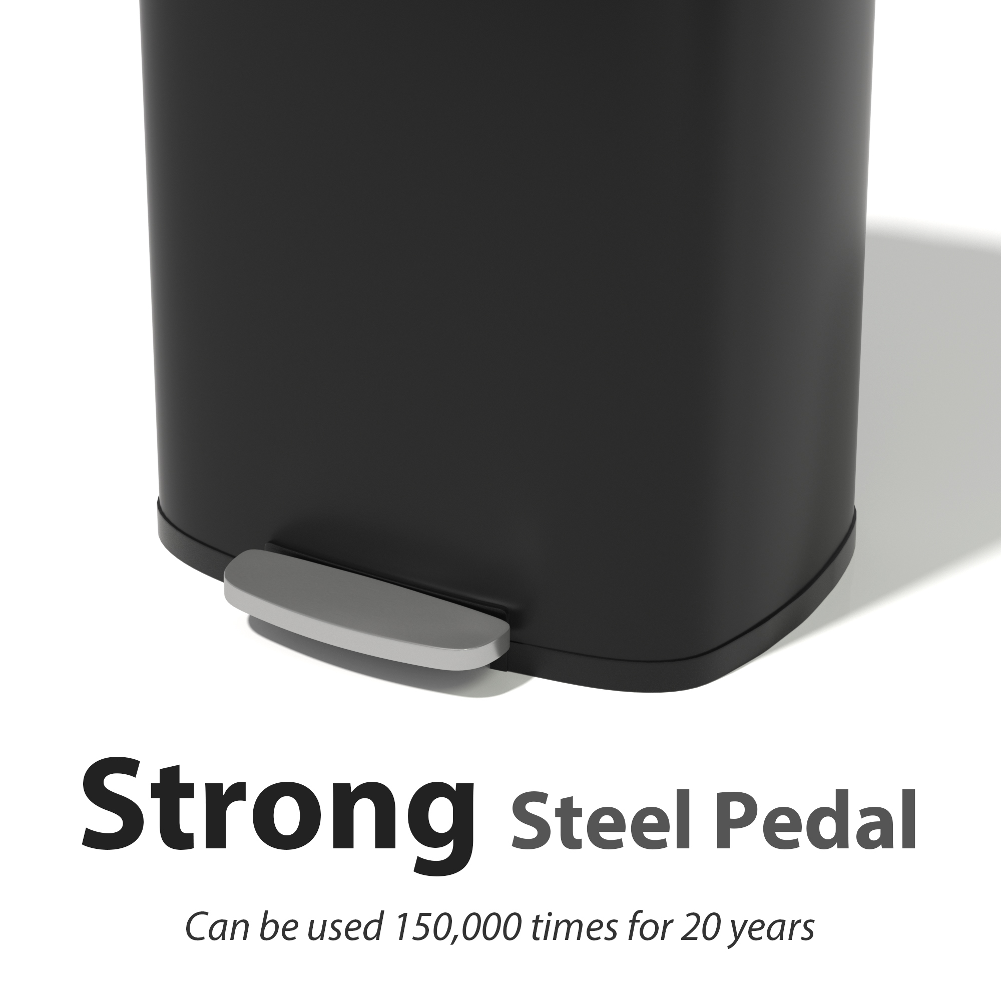 CL.HPAHKL Step-On Kitchen Trash Can, Brushed Stainless Steel Garbage Can with Soft Close Lid, Large Capacity Garbage Bin with Odor Seal for Home, Office, Bathroom, Bedroom, Black