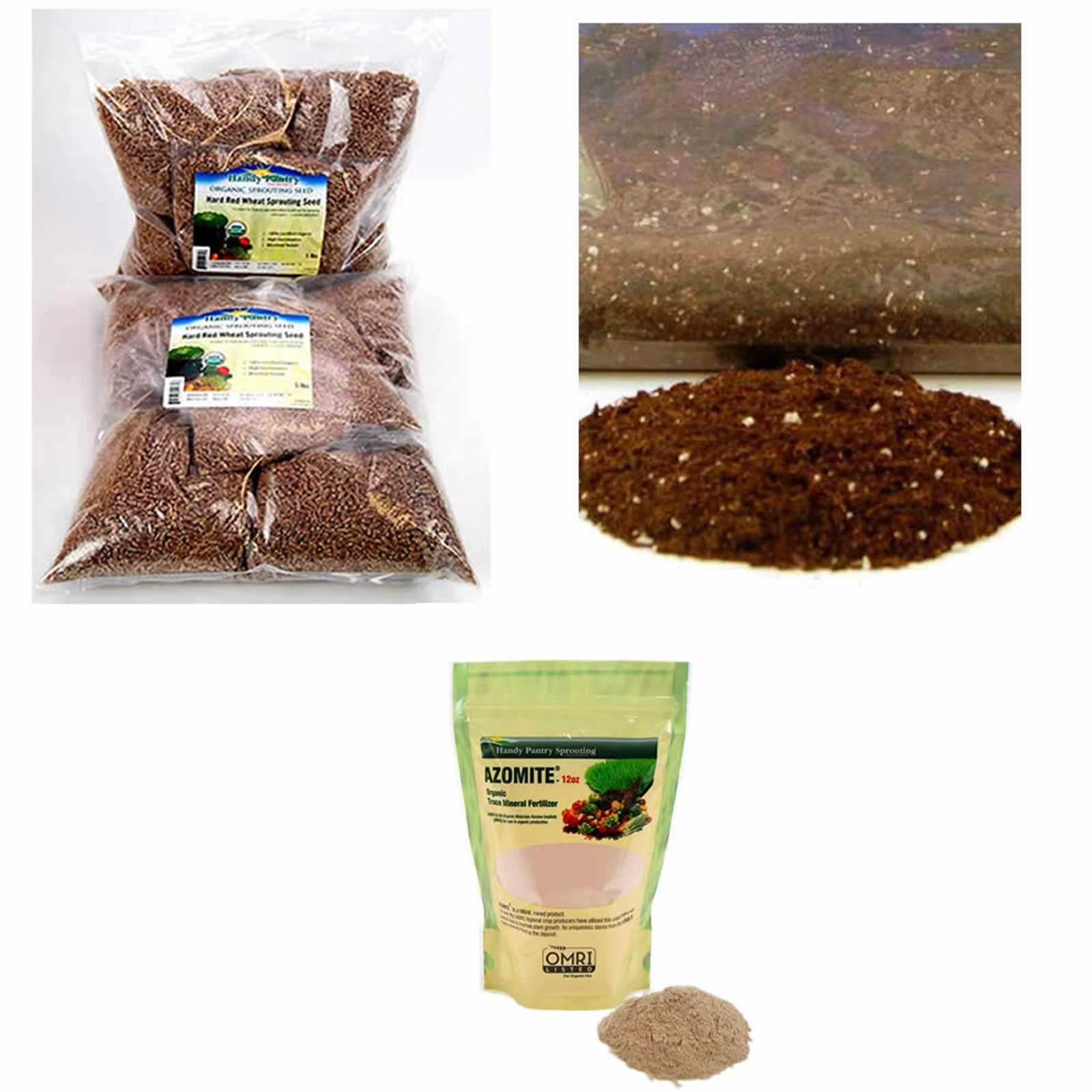Wheatgrass Growing Kit Refills Soil OMRI Soil Mix, Azomite Trace