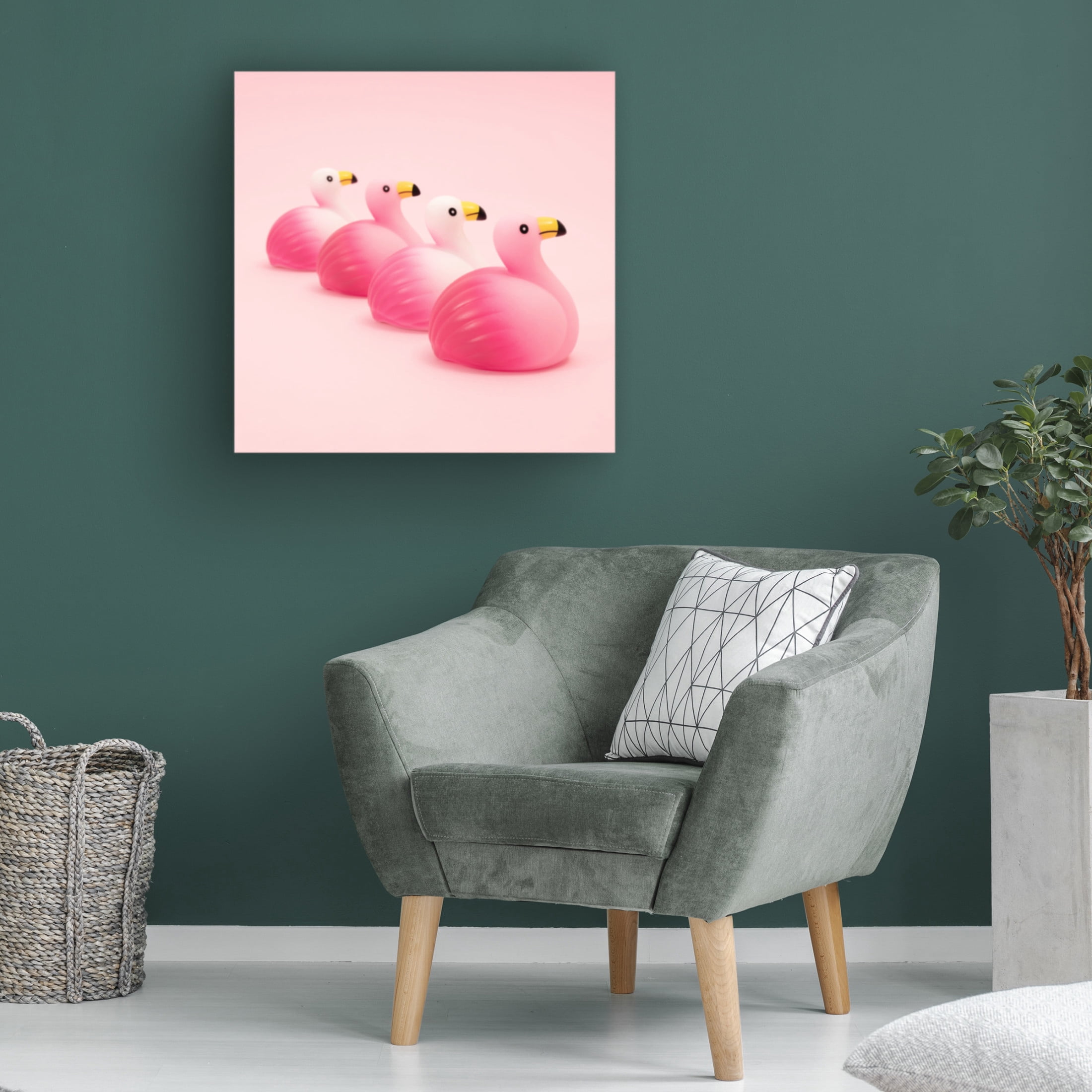 Canvas Wall Art - Julia Ramiro 'Flamencos.3' Wall Art for Living Room, Bedroom, or Office Décor by Trademark Fine Art - 35 x 35 Inches
