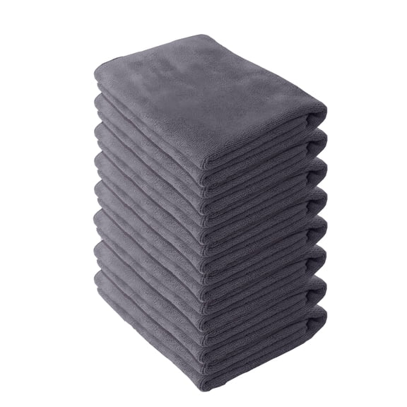 AUQ 8Pcs Microfiber Kitchen Towels,High Friction Textured Weave Microfiber Rags,Soft Comfortable Loop Surface Face Cloths,Gray,11.81*11.81*0.39in