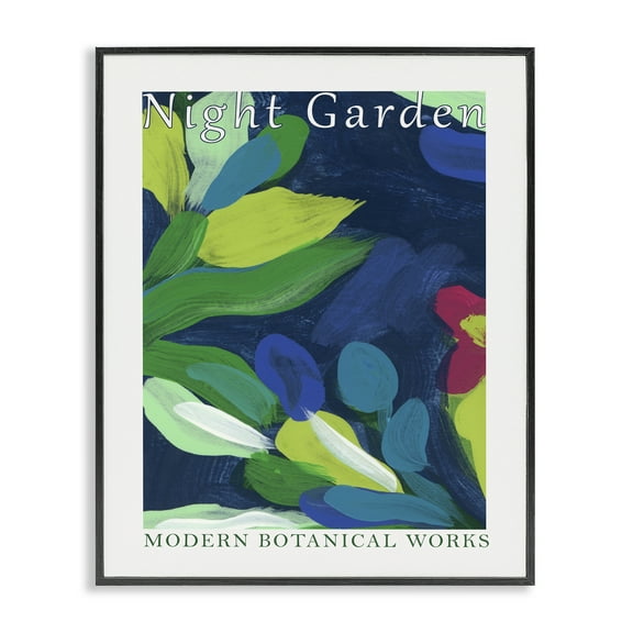 Stupell Industries Modern Botanicals Museum Abstract Painting Black Framed Art Print Wall Art, 11 x 14