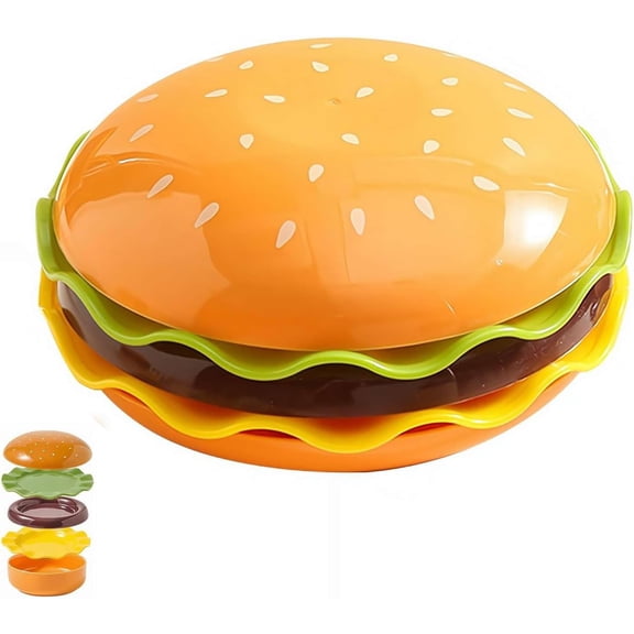 Hamburger Plates and Bowls Sets, 5/7 Piece Novelty Stackable Burger Dinnerware Set, Hamburger Shape Individua Small Appetizer Plates for Condiment Side Dishes BBQ Party, Fun and Cute Christmas Gift