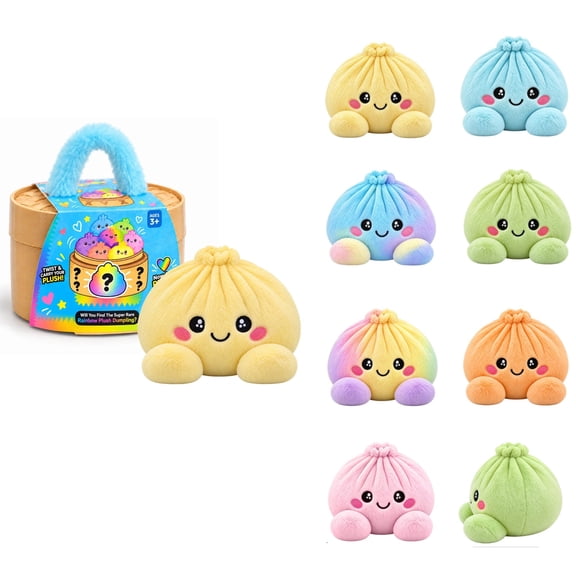 Dumpling Squishy Plush Toy Soft Stress Relief Squeeze Fidget Sensory Toy with Steamer Mystery Blind Box Cute Gift for Kids Adults