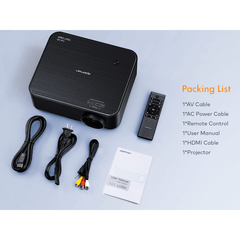 Apeman Mini Projector 1080P Supported, 4500 Lumens, VGA PC Gaming