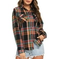 thumbnail image 5 of Tiqkatyck Womens Flannel Shirt, Plaid Shirts for Women Long Sleeve Button Down Christmas Fall Jacket Shacket Long Sleeve Shirts for Women Plaid Shirts for Women Black L, 5 of 6