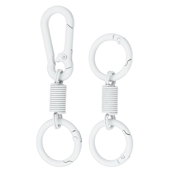 Uxcell Keychain Clips with O Rings, Quick Release Key Chain Rings Spring Double Ring Keychain Holder Spring Snap Hook Organizer for Car Keys, Backpack, Women, Man White