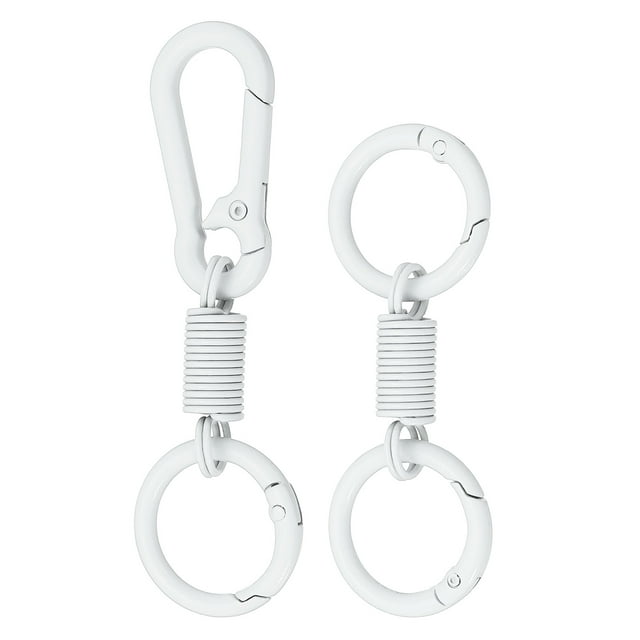 Uxcell Keychain Clips with O Rings, Quick Release Key Chain Rings Spring Double Ring Keychain Holder Spring Snap Hook Organizer for Car Keys, Backpack, Women, Man White