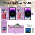thumbnail image 2 of ELEHOLD Luxury Wallet Case for iPhone 14 Pro Max 6.7" Card Slots Zipper Purse Stand Function with Crossbody Strap Wrist Strap PU Leather Shockproof Case, Lightpurple, 2 of 9