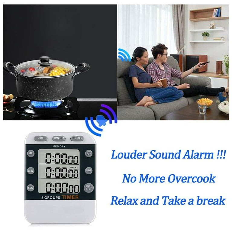 Digital Dual Kitchen Timer 3 Channels Count UP/Down Timer Cooking Timer  Large Display Triple Timer Magnetic Stopwatch Timer for Classroom Kid  Adjustable Volume Loud Alarm(Battery Included) White - Yahoo Shopping
