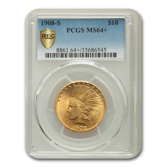 1908-S $10 Indian Gold Eagle Coin MS-64+ PCGS