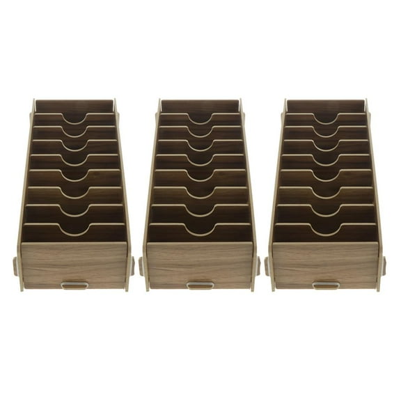 3 Business Card Case Holder, Business Card Holder Display, Wooden Business Card Organizer for Office 2x4.3x2.3inch Black