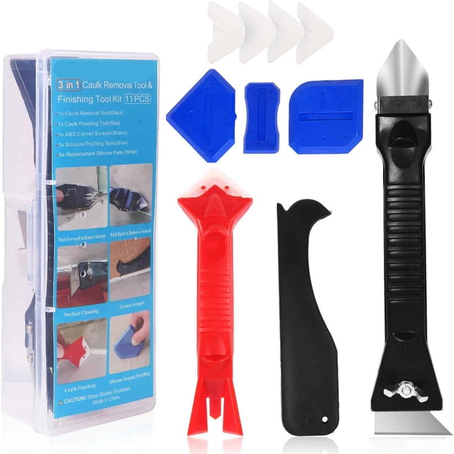 Kit de Herramientas de Eliminador de Sellantes, Removedor de Sellador y Masilla y Lechada, Eliminador de Silicona Para Juntas, Herramienta Para Calafateo Rascador Para Eliminar Silicona Persistente