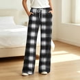 thumbnail image 2 of Edvintorg Lounge Pants for Women Elastic Waisted Pajama Pants Plaid Printed Wide Leg Loose Casual Comfy Bottoms with Pocket Womens Fashion Multicolor S-2XL, 2 of 7