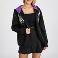 thumbnail image 3 of Women Y2k Zip Up Hoodie Halloween Bat Wing Jacket Long Sleeve Oversized Sweatshirt Outerwear, 3 of 6