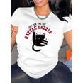 thumbnail image 1 of 1pc Women's Casual Round Neck Short Sleeve T-Shirt with Cute Cat Graphic, Polyester Knit Fabric, Animal Pattern, Comfortable All-Season Top, 1 of 6