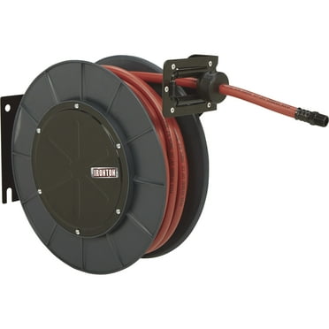 Ironton Auto-Rewind Air Hose Reel with 3/8in. x 50ft. Hybrid Polymer Hose, Max. 300 PSI