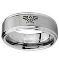 thumbnail image 2 of Tungsten Zelda Skyward Sword Crest 8mm Brushed Gray Step Edges Men Ring, 2 of 2