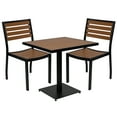 thumbnail image 2 of Emma + Oliver Outdoor Patio Bistro Dining Table Set with 2 Chairs and Faux Teak Poly Slats, 2 of 13