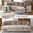 thumbnail image 6 of 113.4" U-Shaped Sectional Modular Sofa Couches with Charging Station and Pull-out Sofa Bed, Versatile Sofa Sleeper with Large Storage Space Cup Holders for Living Room, Office, Apartment, Brown, 6 of 9