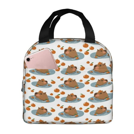 Insulated Lunch Bag for Women Men - Cute Capybaras Orange Leakproof Cooler Lunch Box for Women Men  Lunch Tote Bags for Work School Picnic Travel