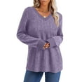 thumbnail image 7 of Gnshining Ribbed Knit Sweatershirts for Women Casual V Neck Solid Color Tops Fall Long Sleeve Pullovers Tunic, 7 of 7