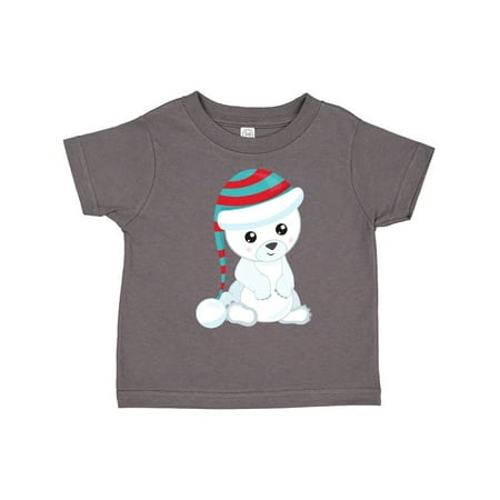 

Inktastic Cute Polar Bear White Bear Bear With Hat Gift Toddler Boy or Toddler Girl T-Shirt