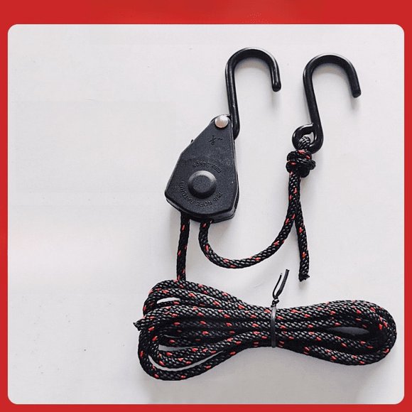 Cuerda para colgar lámparas, polea de metal bañada en plástico, cuerda para colgar con gancho en forma de S, hebilla de escalada, cuerda para colgar tiendas de campaña