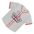thumbnail image 3 of Looney Tunes Men's Baseball Jersey, Printed Classic Cartoon Stripe Bugs Bunny Baseball Shirt Silver - S, 3 of 6