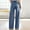 Dark Blue, variant on TIANZEN Retro Washed Mid Waist Loose Pleated Straight Leg Version Elastic Waist Versatile Jeans plus Size Yoga Pants Soft Sweatpants for Women Business Casual Pants Women